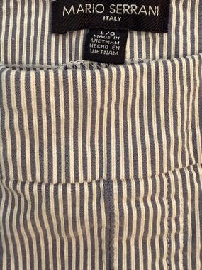 Mario Serrani Navy and White Vertical Stripe Chinos